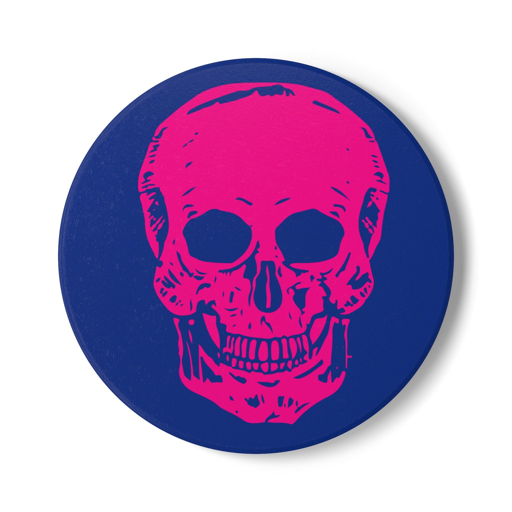 Edgy  Neon Pink Skull Ceramic Coaster - Colorful Household Decor