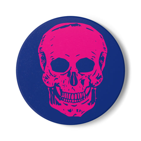 Edgy  Neon Pink Skull Ceramic Coaster - Colorful Household Decor