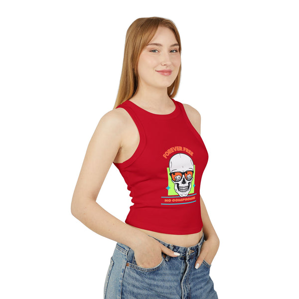 Skull Print Racer Tank Top - Forever Free, No Compromise