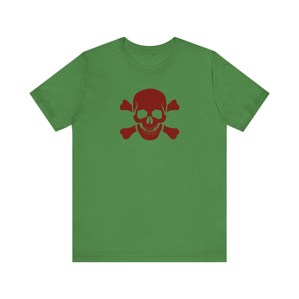 BURGUNDY Fugitive Skull and Crossbones Graphic Tee - Unisex Jersey Short Sleeve T-Shirt