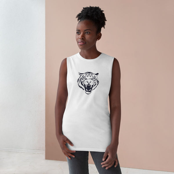 Navy Blue Fugitive Tiger Graphic Tank Top - Unisex Barnard Style