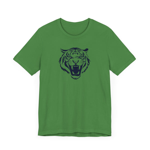 Dark Navy Blue Tiger Graphic Tee - Unisex Short Sleeve Shirt with 'Fugitive' Design