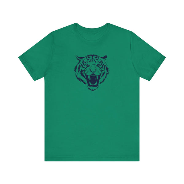 Dark Navy Blue Tiger Graphic Tee - Unisex Short Sleeve Shirt with 'Fugitive' Design