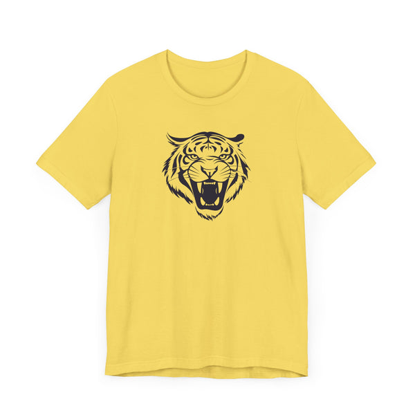 Dark Navy Blue Tiger Graphic Tee - Unisex Short Sleeve Shirt with 'Fugitive' Design