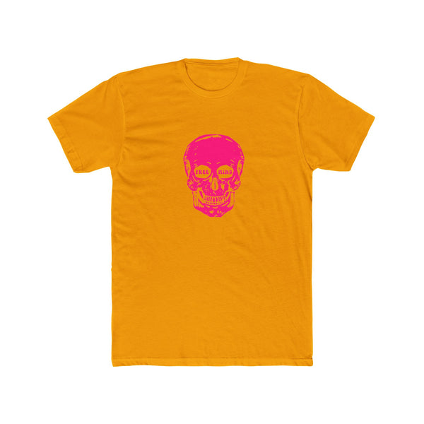Fugitive Neon Pink Free Mind Skull Graphic Tee - Unisex Cotton Crew Shirt