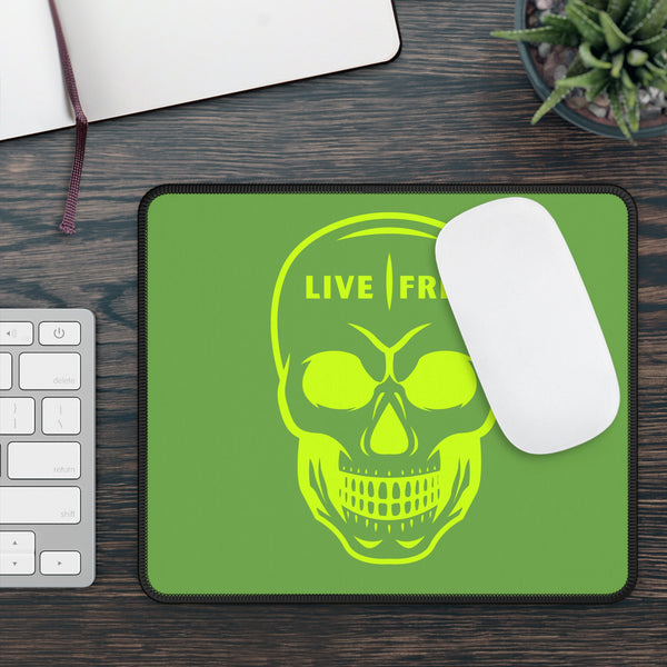 Live Free Skull Gaming Mouse Pad - Bold Neon Design for Gamers