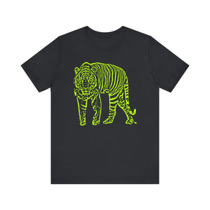 Neon Lime Tiger Graphic Tee - Unisex Short Sleeve Fugitive Tee