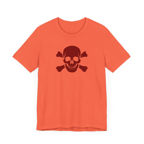 BURGUNDY Fugitive Skull and Crossbones Graphic Tee - Unisex Jersey Short Sleeve T-Shirt