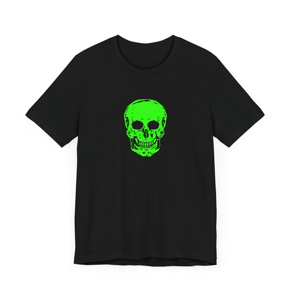Chic Neon Lime Green Skull Graphic Tee - 'Fugitive.' Unisex Jersey T-Shirt