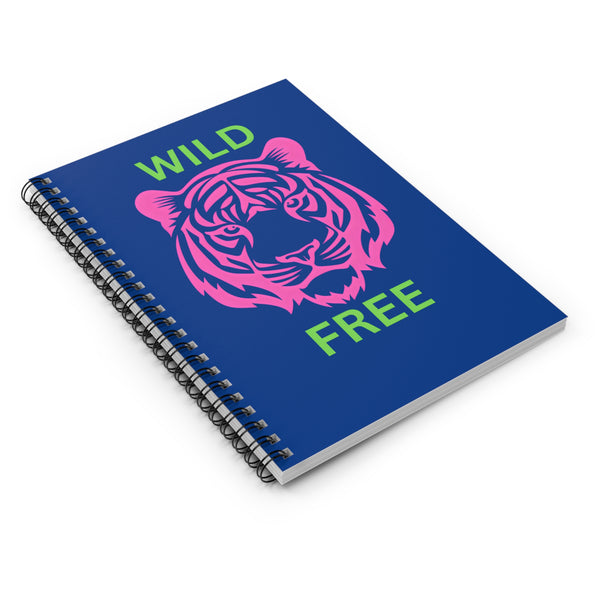 Wild & Free Tiger Spiral Notebook - Bright Green Ruled Journal for Nature Lovers