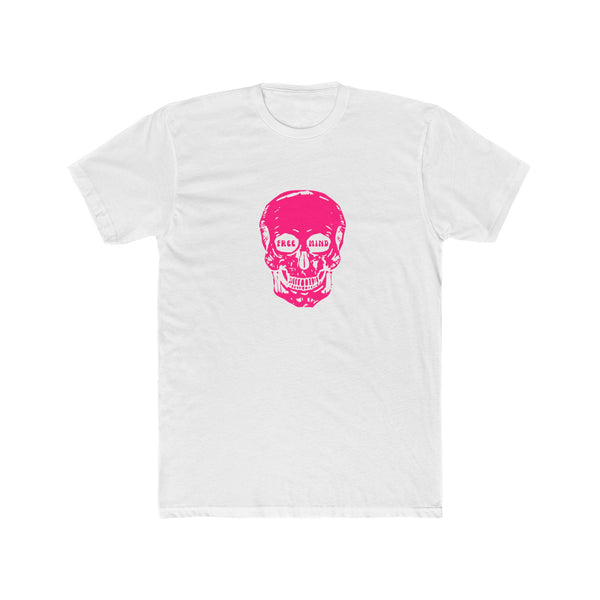 Fugitive Neon Pink Free Mind Skull Graphic Tee - Unisex Cotton Crew Shirt