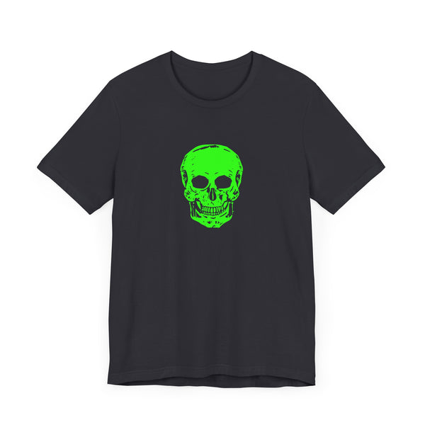 Chic Neon Lime Green Skull Graphic Tee - 'Fugitive.' Unisex Jersey T-Shirt