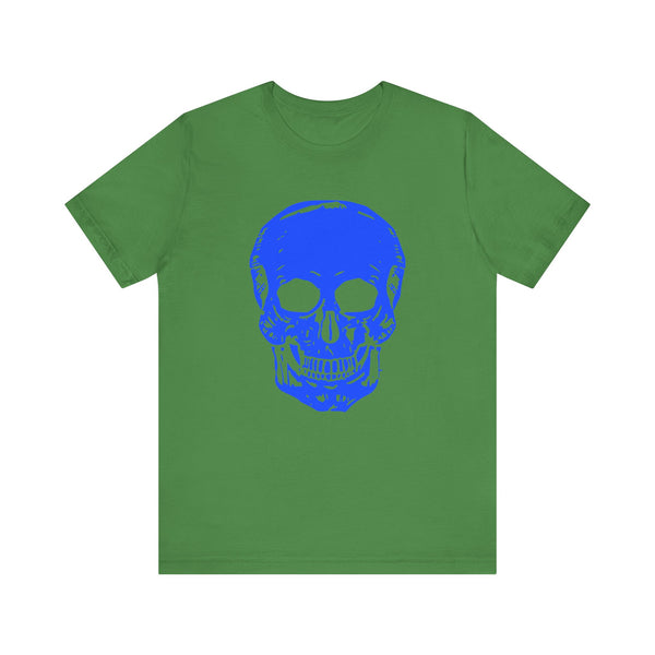 Stylish Unisex Neon Blue Skull Tee - "Fugitive" Graphic T-Shirt