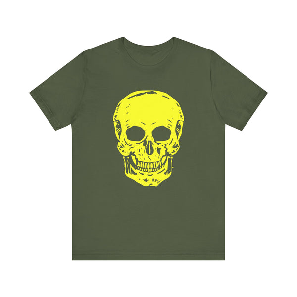 Neon Yellow Skull Graphic Unisex Tee - 'Fugitive.' Statement T-Shirt
