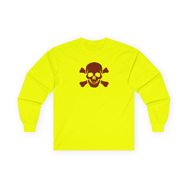 Unisex Long Sleeve Tee - BURGUNDY Skull  and Crossbones Long Sleeved Tee Shirt
