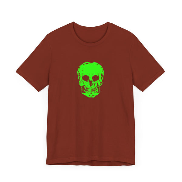 Chic Neon Lime Green Skull Graphic Tee - 'Fugitive.' Unisex Jersey T-Shirt