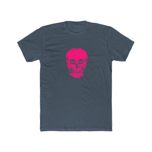 Unisex cotton crew tee with neon pink skull graphic, showcasing free mind design.
