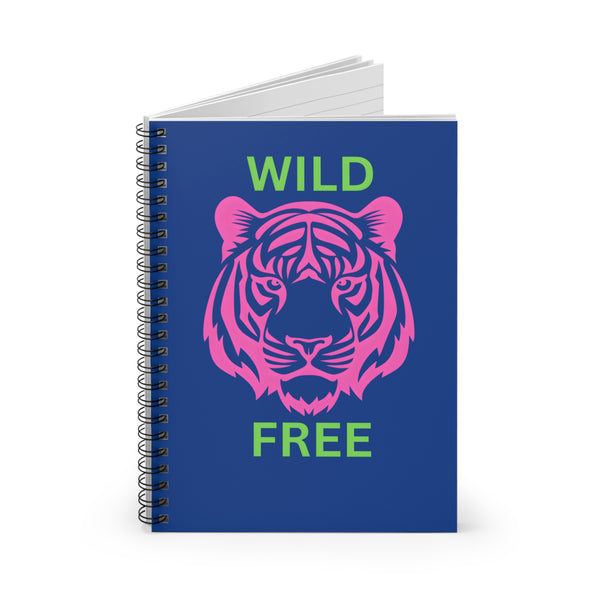 Wild & Free Tiger Spiral Notebook - Bright Green Ruled Journal for Nature Lovers
