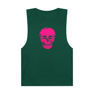 Neon Pink Skull Free Mind Unisex Tank Top with trendy casual design.