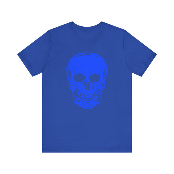Neon Blue Skull Graphic Tee - Fugitive Statement T-shirt for Bold Style