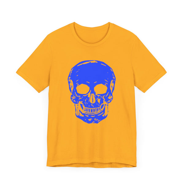 Stylish Unisex Neon Blue Skull Tee - "Fugitive" Graphic T-Shirt