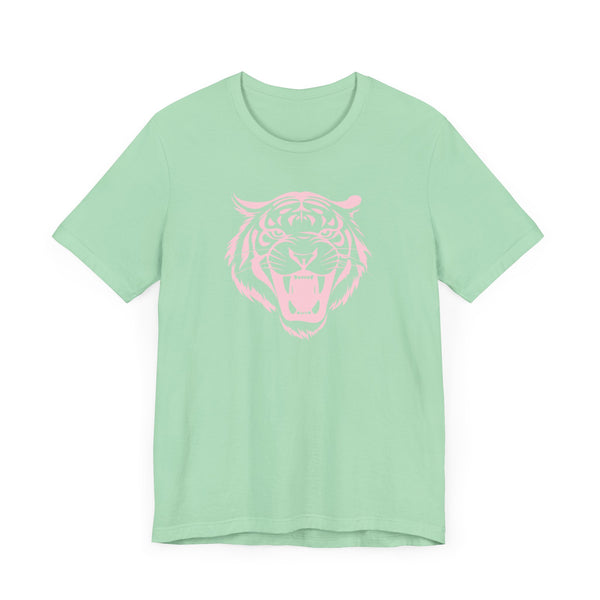 Pastel Pink Fugitive Tiger Unisex Tee - Bold Graphic T-Shirt for Statement Style