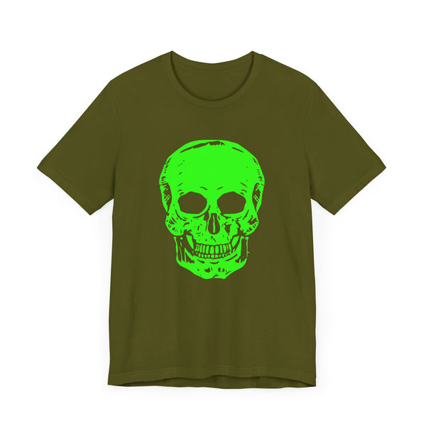 Unisex Neon Green Skull Graphic Tee - "Fugitive"