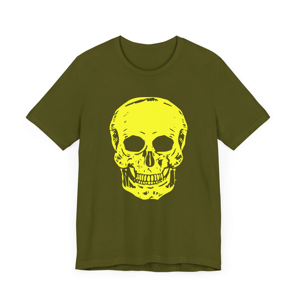 Neon Yellow Skull Graphic Unisex Tee - 'Fugitive.' Statement T-Shirt
