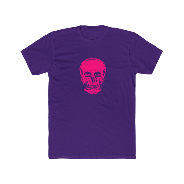 Fugitive Neon Pink Free Mind Skull Graphic Tee - Unisex Cotton Crew Shirt