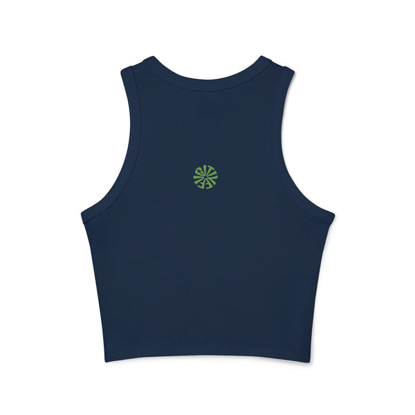 Edgy Women's Graphic Crop Tank Top - Break Free Skull Design