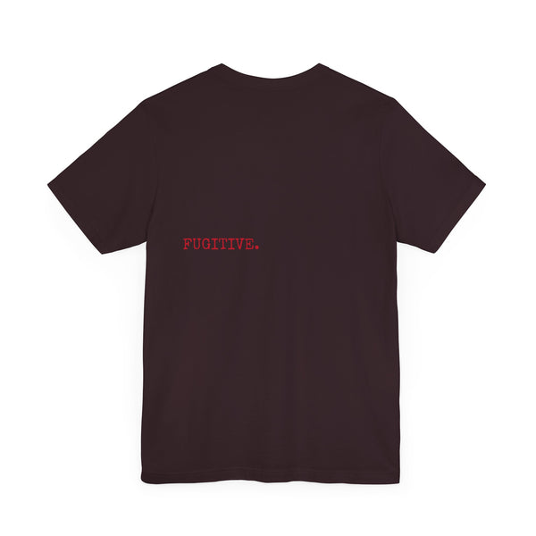 BURGUNDY Fugitive Skull and Crossbones Graphic Tee - Unisex Jersey Short Sleeve T-Shirt