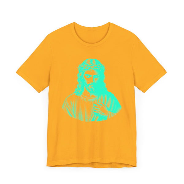 Neon Turquoise Jesus Graphic T-Shirt - Unisex Jersey Neon Turquoise Tee