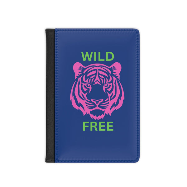 Wild & Free Passport Cover with vibrant tiger design and RFID protection.