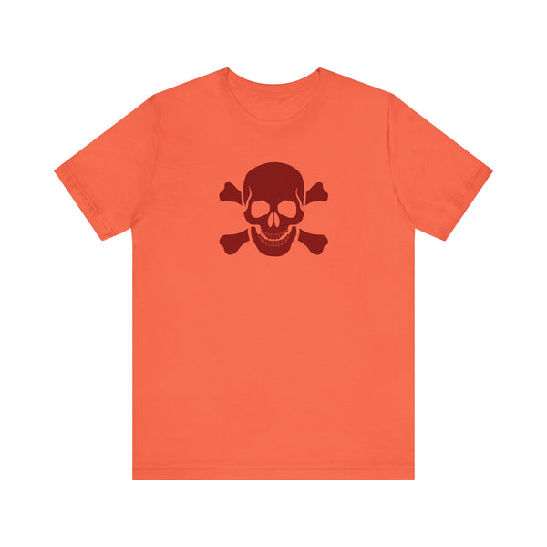 BURGUNDY Fugitive Skull and Crossbones Graphic Tee - Unisex Jersey Short Sleeve T-Shirt
