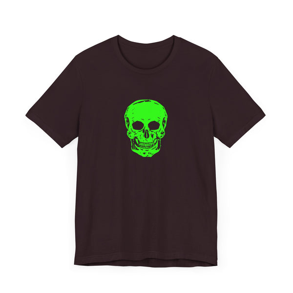 Chic Neon Lime Green Skull Graphic Tee - 'Fugitive.' Unisex Jersey T-Shirt