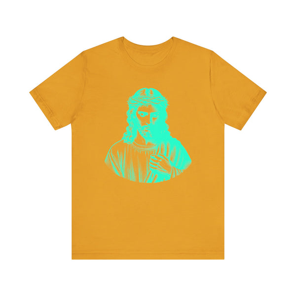 Neon Turquoise Jesus Graphic T-Shirt - Unisex Jersey Neon Turquoise Tee