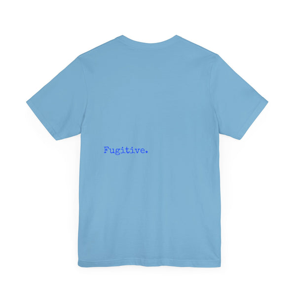 Neon Blue Skull Graphic Tee - Fugitive Statement T-shirt for Bold Style