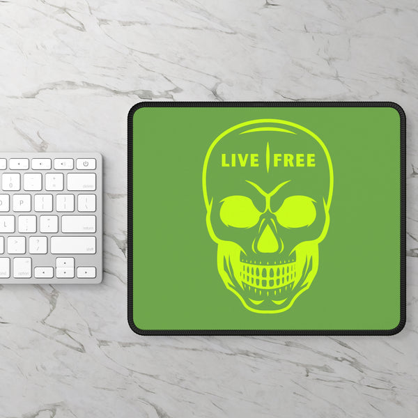 Live Free Skull Gaming Mouse Pad - Bold Neon Design for Gamers