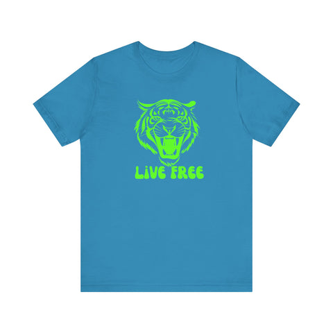 Live Free Neon Green Tiger Tee - Unisex Short Sleeve Jersey Shirt