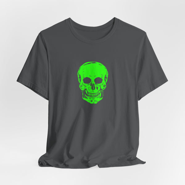 Chic Neon Lime Green Skull Graphic Tee - 'Fugitive.' Unisex Jersey T-Shirt