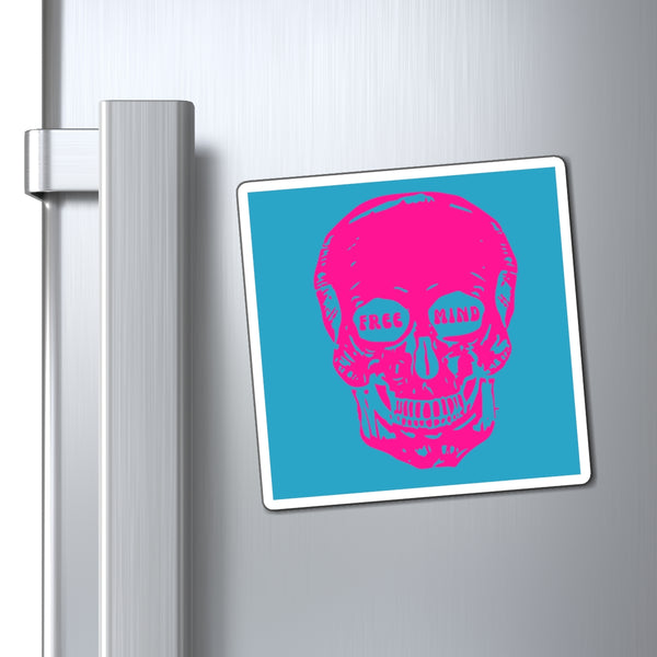 Neon Pink Free Mind Skull Magnet - Bold Pink Design for Unique Refrigerator Decor