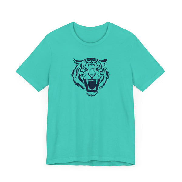 Dark Navy Blue Tiger Graphic Tee - Unisex Short Sleeve Shirt with 'Fugitive' Design