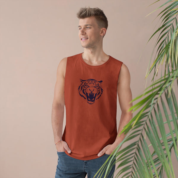 Navy Blue Fugitive Tiger Graphic Tank Top - Unisex Barnard Style