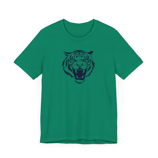 Dark Navy Blue Tiger Graphic Tee - Unisex Short Sleeve Shirt with 'Fugitive' Design