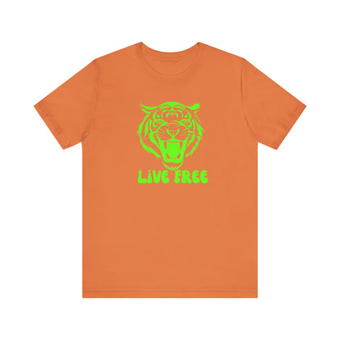Live Free Neon Green Tiger Graphic Tee - Unisex Jersey Short Sleeve T-Shirt