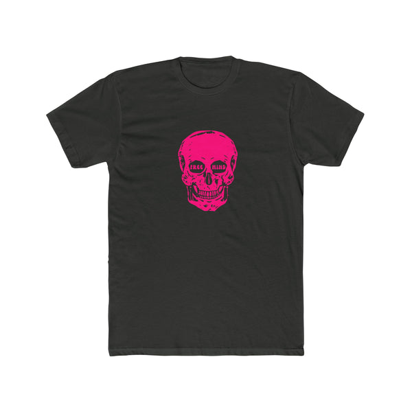 Fugitive Neon Pink Free Mind Skull Graphic Tee - Unisex Cotton Crew Shirt