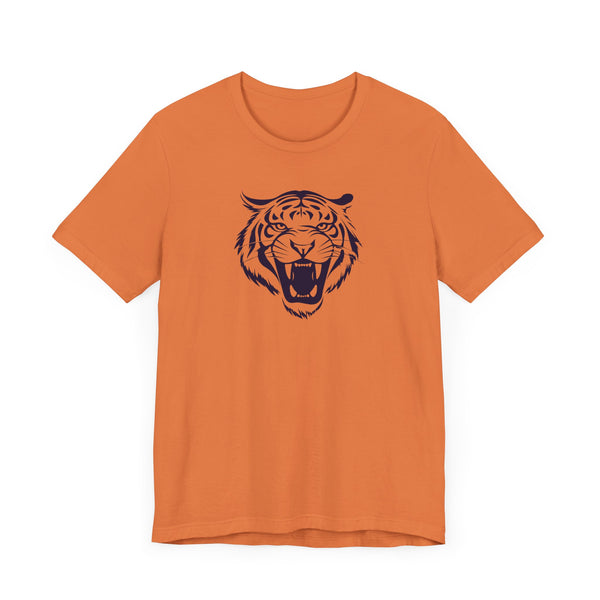Dark Navy Blue Tiger Graphic Tee - Unisex Short Sleeve Shirt with 'Fugitive' Design