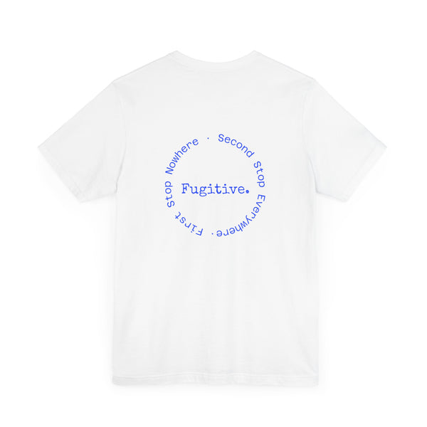 FUGITIVE TEES | NEON BLUE SKULL DESTINATION UNKNOWN SHIRT