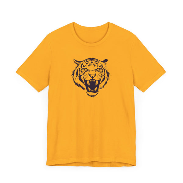 Dark Navy Blue Tiger Graphic Tee - Unisex Short Sleeve Shirt with 'Fugitive' Design