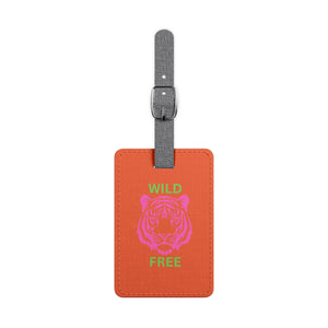 Wild Free Tiger Luggage Tag featuring vibrant colors and durable design for travel.